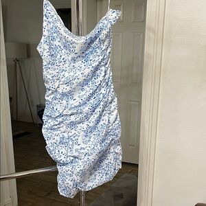 Floral Blue and White Mini Dress
